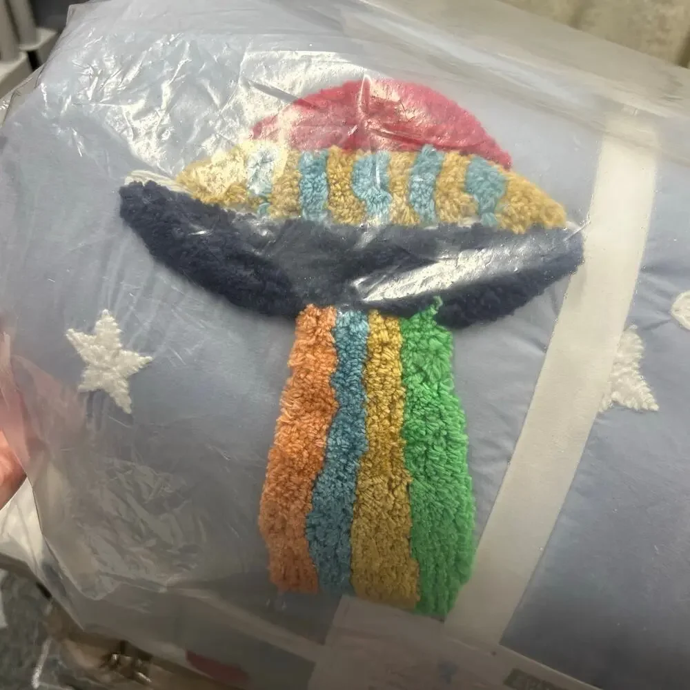 Pottery Barn Candlewick Space Full Queen Comforter UFO Earth Rocketship Sun NEW